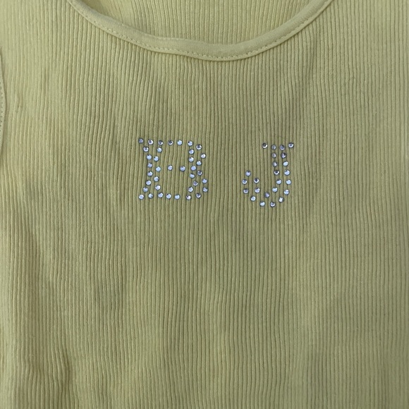 Yellow Crystal BJ Women's Tank Top betsey johnson vintage 90s one size s m L - Picture 2 of 5